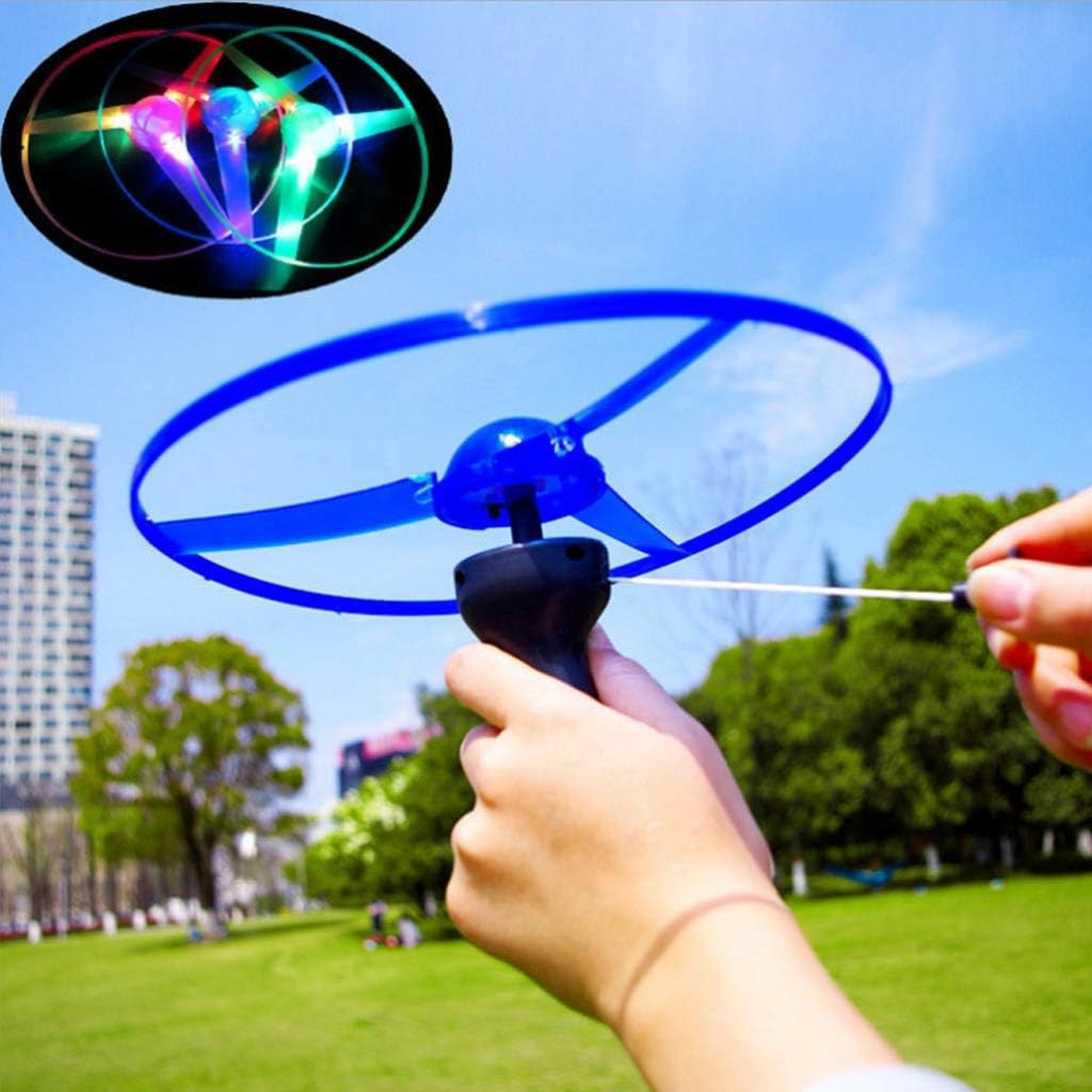 Jucarie Disc Zburator, Distractiv pentru Copii, , Aruncator Manual din Plastic, cu Lumini, Albastru - imagine 3