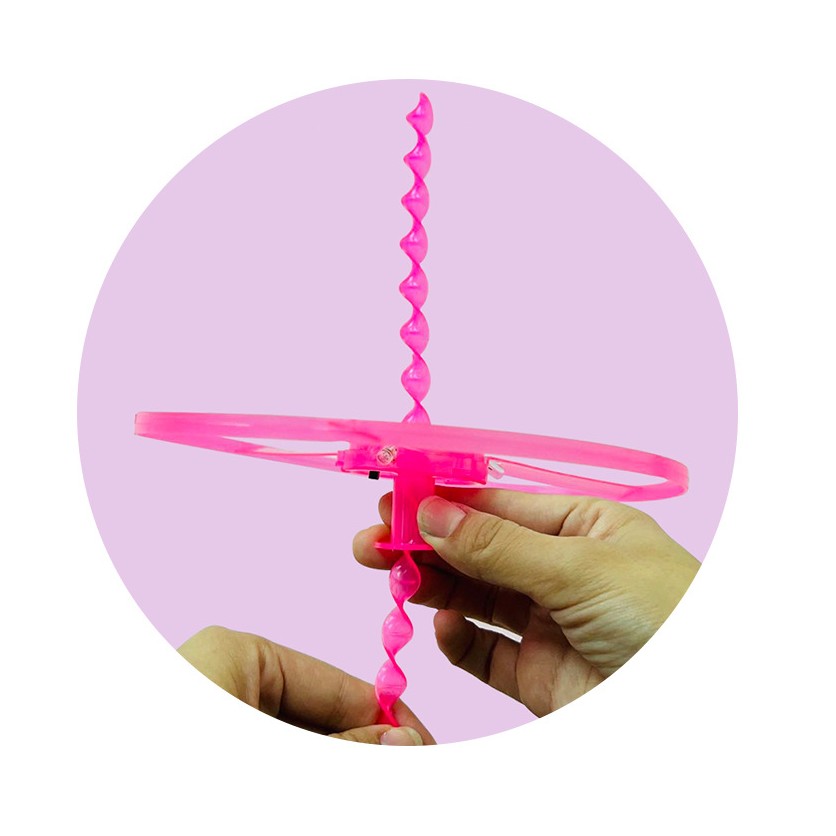 Jucarie Disc Zburator, Distractiv pentru Copii, , Aruncator Manual din Plastic, cu Lumini, Roz - imagine 3