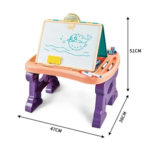 Jucarie educativa pentru copii 2 in 1, masa si tabla pentru desenat - imagine 2