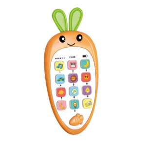 Jucarie Interactiva, , Telefon Inteligent, Model Morcov, Functii Educative, Muzicale si Voce, 4-6 ani, 19 x 11.5 cm, din Plastic, Portocaliu