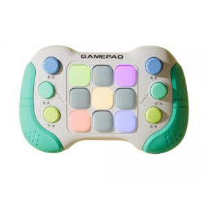 Jucarie Interactiva , Tip Consola Pop It, 6 butoane functionale, 5 Moduri de Joc, 600 Niveluri, + 3 ani, Verde/Gri