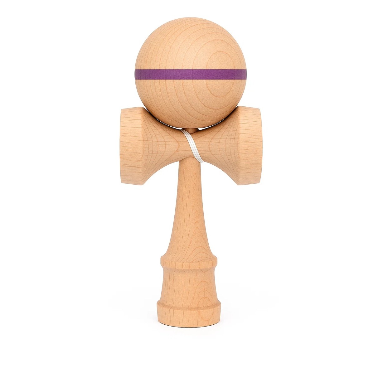 Jucarie Interactiva Kendama, , din Lemn, 18 cm, Joc de Indemanare pentru Copii si Adulti, Model cu Dunga, Mov