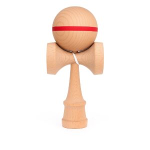 Jucarie Interactiva Kendama, , din Lemn, 18 cm, Joc de Indemanare pentru Copii si Adulti, Model cu Dunga, Roz