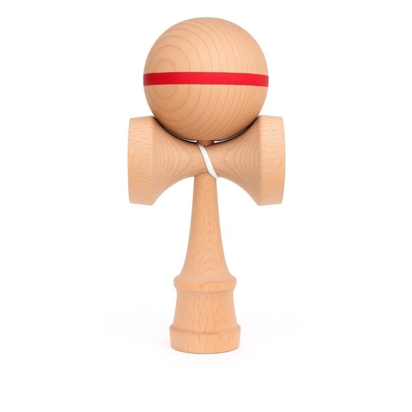 Jucarie Interactiva Kendama, , din Lemn, 18 cm, Joc de Indemanare pentru Copii si Adulti, Model cu Dunga, Roz