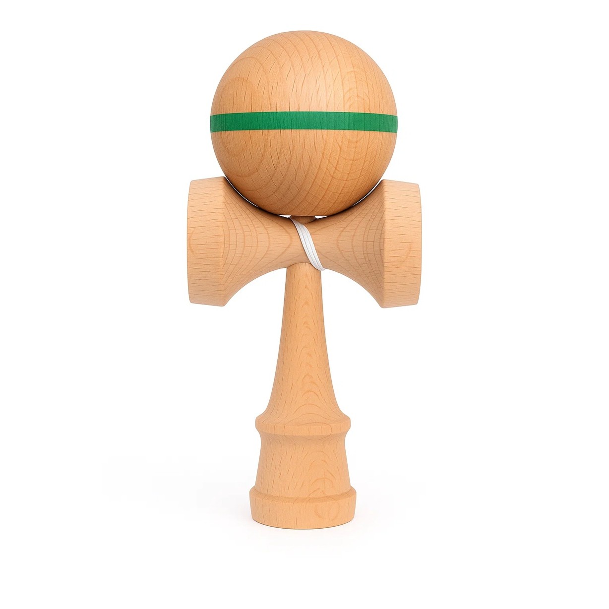 Jucarie Interactiva Kendama, , din Lemn, 18 cm, Joc de Indemanare pentru Copii si Adulti, Model cu Dunga, Verde