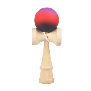Jucarie Interactiva Kendama, , din Lemn, 18 cm, Joc de Indemanare pentru Copii si Adulti, Model Gradient 10, Mov/Rosu/Negru