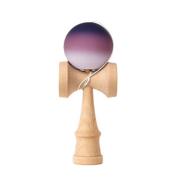 Jucarie Interactiva Kendama, , din Lemn, 18 cm, Joc de Indemanare pentru Copii si Adulti, Model Gradient 15, Negru/Maro/Alb