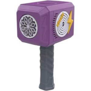 Jucarie Interactiva pentru Baloane de Sapun, , Sunete si Lumini, Model Ciocan, cu 8 Orificii, 13.5 x 10 x 12 cm, Mov