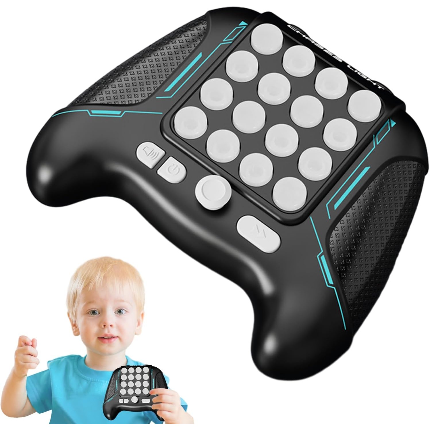 Jucarie Interactiva Pop It, , Tip Consola, Anti-Stres, 5 Moduri de Joc, din ABS si Silicon, +3 Ani, Sunete si Lumini Model Controller, Negru - imagine 3