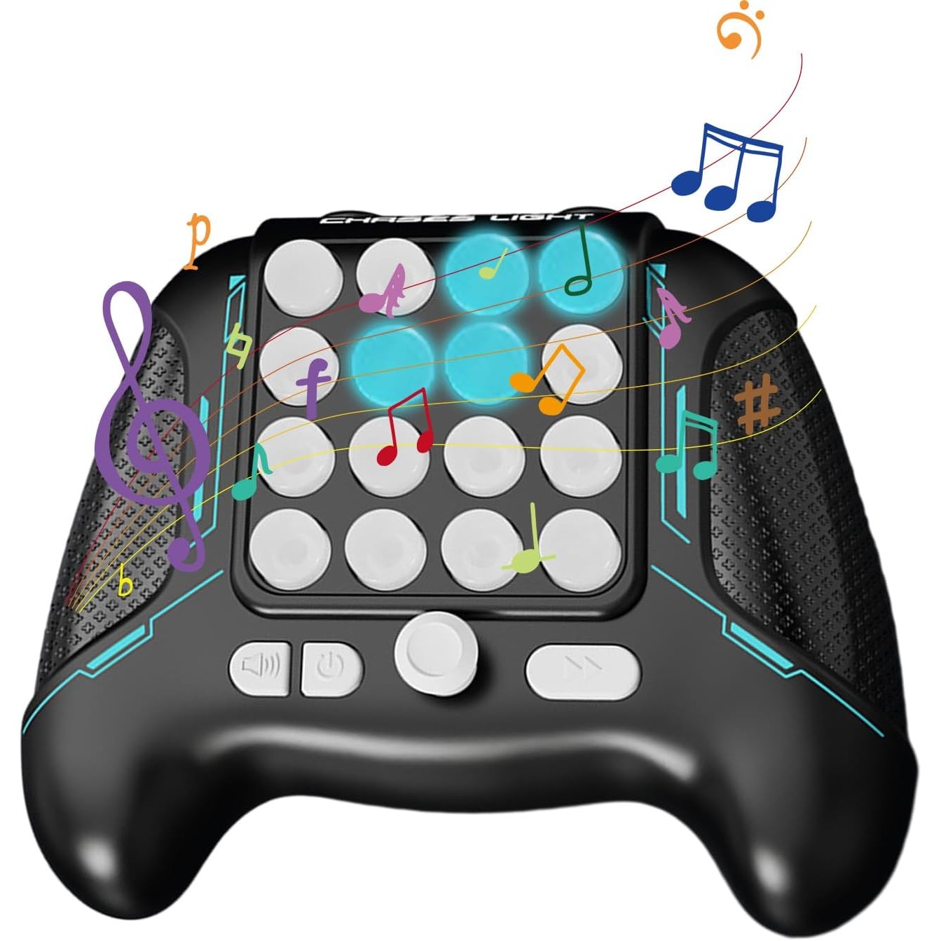 Jucarie Interactiva Pop It, , Tip Consola, Anti-Stres, 5 Moduri de Joc, din ABS si Silicon, +3 Ani, Sunete si Lumini Model Controller, Negru - imagine 4