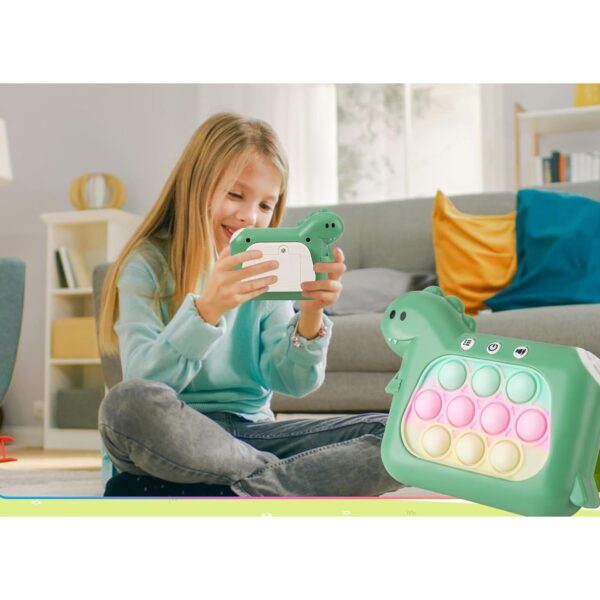 Jucarie Interactiva Pop It Whack A Mole, , Tip Consola, Anti-Stres, 4 Moduri de Joc, din ABS si Silicon, +3 Ani, Model Dinozaur, Verde - imagine 2