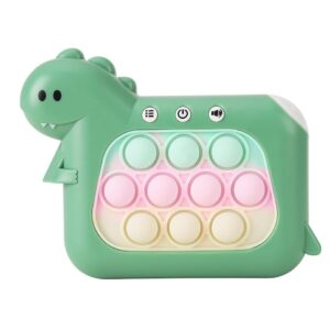 Jucarie Interactiva Pop It Whack A Mole, , Tip Consola, Anti-Stres, 4 Moduri de Joc, din ABS si Silicon, +3 Ani, Model Dinozaur, Verde