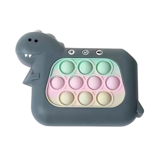 Jucarie Interactiva Pop It Whack A Mole, , Tip Consola, Anti-Stres, 4 Moduri de Joc, din ABS si Silicon, +3 Ani, Model Dinozaur, Verde Inchis