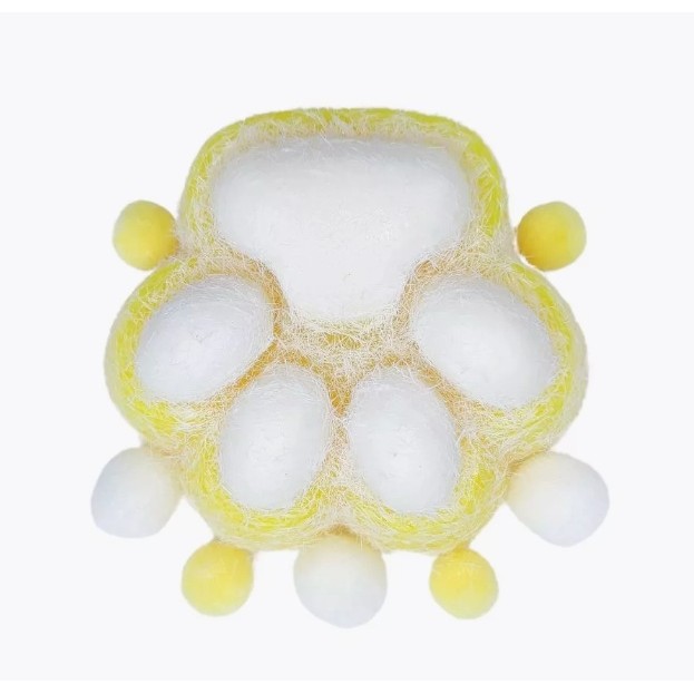 Jucarie Interactiva Squishy, , Model Cat Paw, Squeeze Pinch Family, Revenire Lenta, din TPR, +3 Ani, 7.5 cm, Textura Puf, Galben - imagine 3