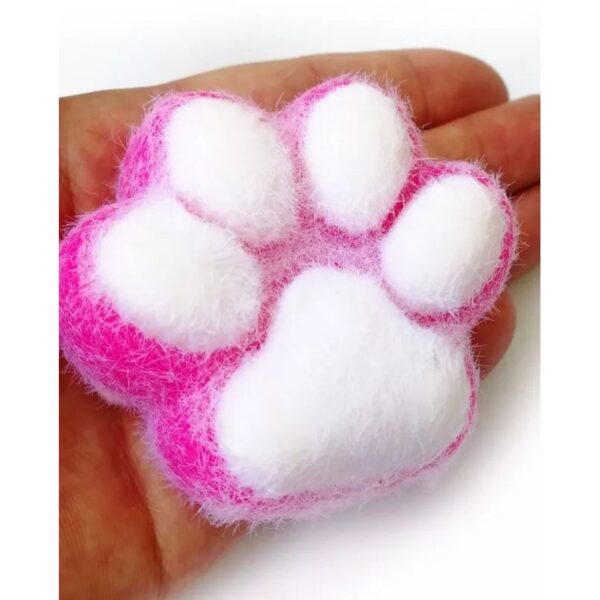 Jucarie Interactiva Squishy, , Model Cat Paw, Squeeze Pinch Family, Revenire Lenta, din TPR, +3 Ani, 7.5 cm, Textura Puf, Roz - imagine 3