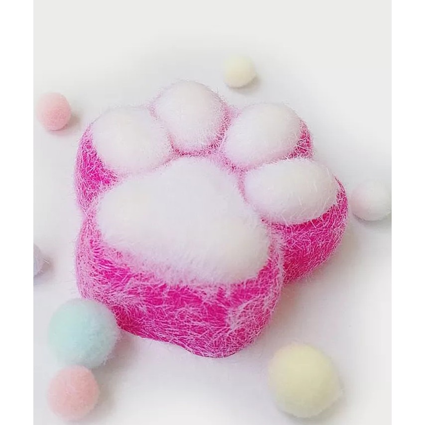 Jucarie Interactiva Squishy, , Model Cat Paw, Squeeze Pinch Family, Revenire Lenta, din TPR, +3 Ani, 7.5 cm, Textura Puf, Roz - imagine 4