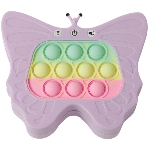 Jucarie Interactiva Tip Consola pentru Copii, , Diferite Moduri de Joc, 120 Nivele, Material ABS/silicon, Sunete si Lumini, 12 x 5.5 x 13.5 cm, Model Fluture, Mov