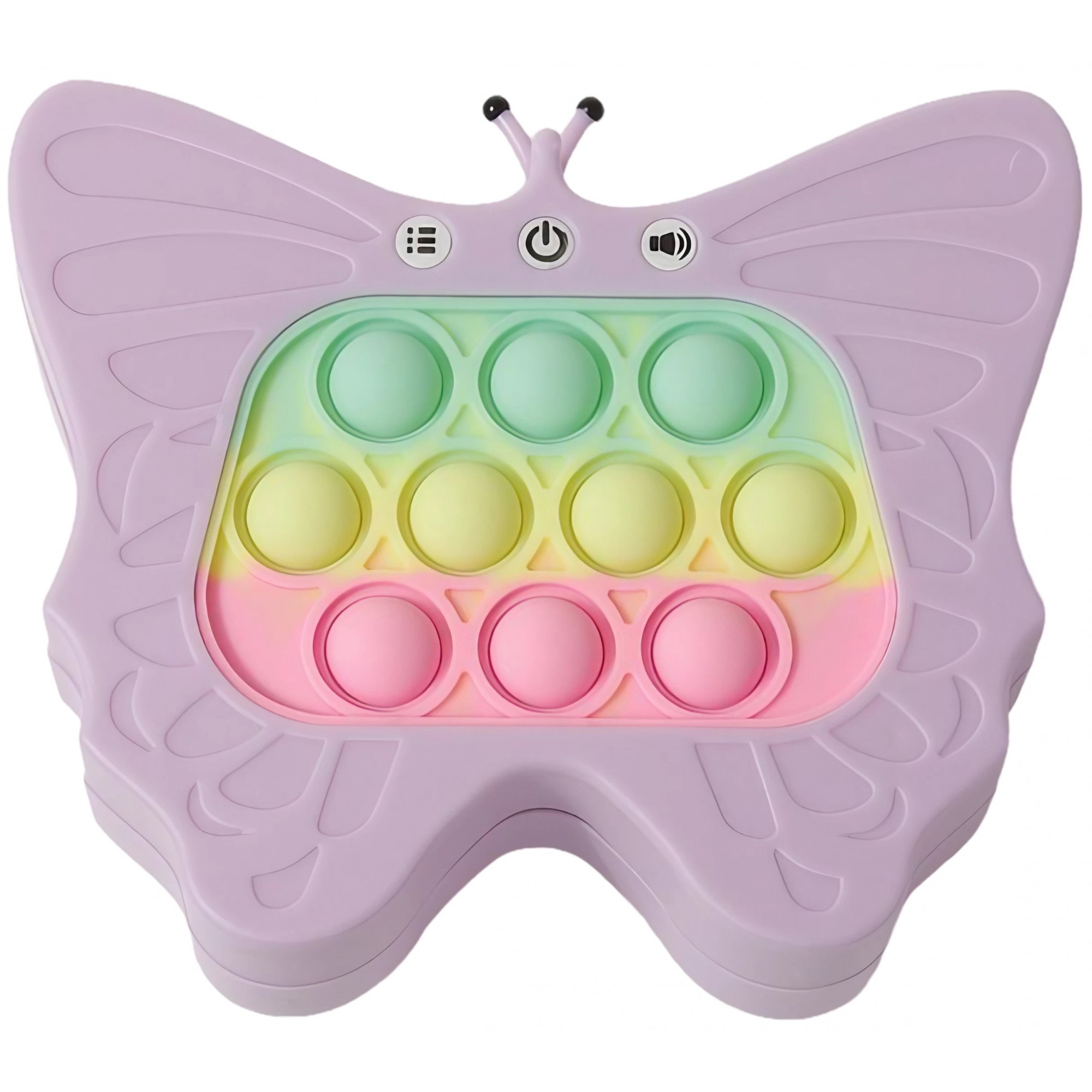 Jucarie Interactiva Tip Consola pentru Copii, , Diferite Moduri de Joc, 120 Nivele, Material ABS/silicon, Sunete si Lumini, 12 x 5.5 x 13.5 cm, Model Fluture, Mov