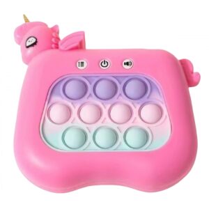 Jucarie Interactiva Tip Consola pentru Copii, , Diferite Moduri de Joc, 120 Nivele, Material ABS/silicon, Sunete si Lumini, 13.5 x 5.5 x 12.5 cm, Model Unicorn, Fucsia