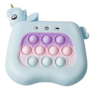 Jucarie Interactiva Tip Consola pentru Copii, , 12 Nivele, Diferite Moduri de Joc, Material ABS/silicon, cu Nivele, Sunete si Lumini, 13.5 x 5.5 x 12.5 cm, Model Unicorn, Albastru