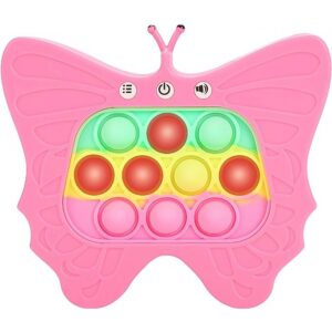 Jucarie Interactiva Tip Consola pentru Copii, , Diferite Moduri de Joc, 120 Nivele, Material ABS/silicon, Sunete si Lumini, 12 x 5.5 x 13.5 cm, Model Fluture, Fucsia