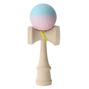 Jucarie Interactiva Kendama, , din Lemn, 18 cm, Joc de Indemanare pentru Copii si Adulti, Model Gradient 5, Albastru/Lila