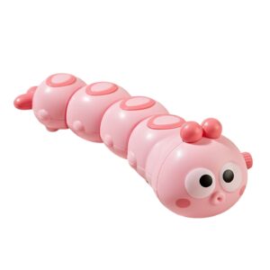 Jucarie mecanica pentru copii , omida haioasa, material ABS, cu cheita, distractiva, se taraste, se misca, 15 x 4 cm, roz