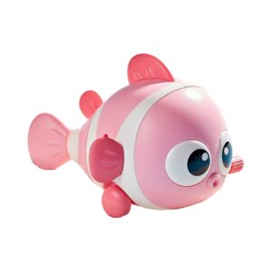 Jucarie mecanica pentru copii , pestisor haios, cu cheita, distractiv, se taraste, se misca, 11 x 9 x 7.5 cm cm, roz