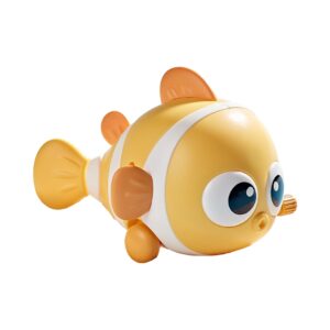 Jucarie mecanica pentru copii , pestisor haios, cu cheita, distractiv, se taraste, se misca, 11 x 9 x 7.5 cm cm, galben