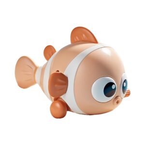 Jucarie mecanica pentru copii , pestisor haios, cu cheita, distractiv, se taraste, se misca, 11 x 9 x 7.5 cm cm, portocaliu