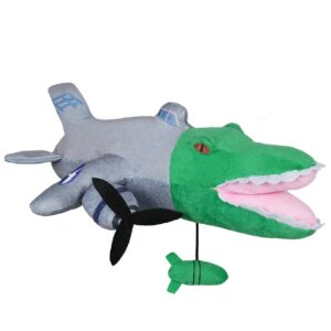 Jucarie Moale de Plus Italian Brainrot, , cu Agatatoare, Model Bombardiro Crocodilo Avion, Jucarie Moale pentru Copii, 28 x 10 cm, Verde