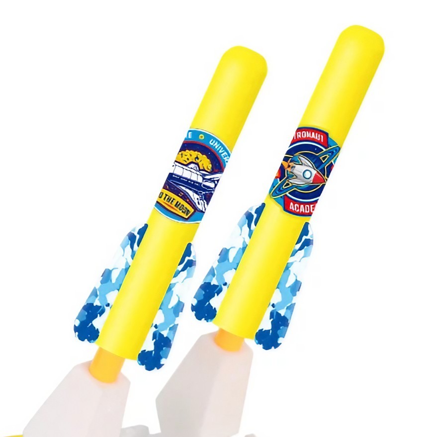 Jucarie pentru Copii, , Lansator de Rachete cu Piciorul, Doua Lansatoare, 6 Rachete Fara Lumini, 33x25x27 cm, Galben-Albastru - imagine 3