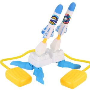 Jucarie pentru Copii, , Lansator de Rachete cu Piciorul, Doua Lansatoare, 6 Rachete Fara Lumini, 33x25x27 cm, Alb-Albastru