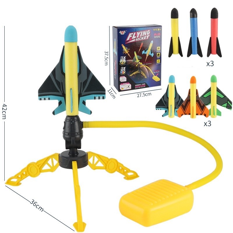 Jucarie pentru Copii, , Lansator de Rachete cu Piciorul, Un Lansator, 3 Rachete Fara Lumini, 3 Aircrafts, 42x36 cm, Multicolor - imagine 2