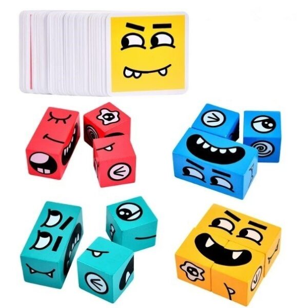 Jucarie Pentru Copii Montessori , Cub din Lemn, Asamblare Fete, 64 de Carti Distractive, pentru Baieti si Fete, Varsta +3 ani, Educativ, Cutie din Aluminiu, 13.5 x 4 x 9 cm, multicolor - imagine 4