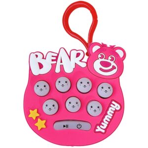 Jucarie pentru copii portabila , joc Gopher, cu lumini si muzica, tip breloc, model ursulet, material silicon si ABS, roz