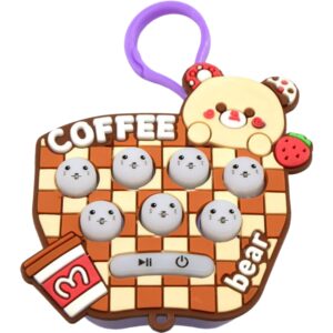 Jucarie pentru copii portabila , joc Gopher, cu lumini si muzica, tip breloc, model ursulet, material silicon si ABS, maro