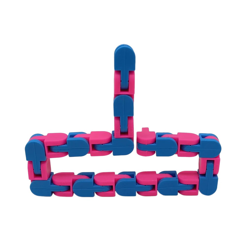 Jucarie Senzoriala Antistres, , Fidget Toys, Puzzle de Imbinat Tip Sarpe, 24 Piese, +3 Ani, Albastru/Roz - imagine 3