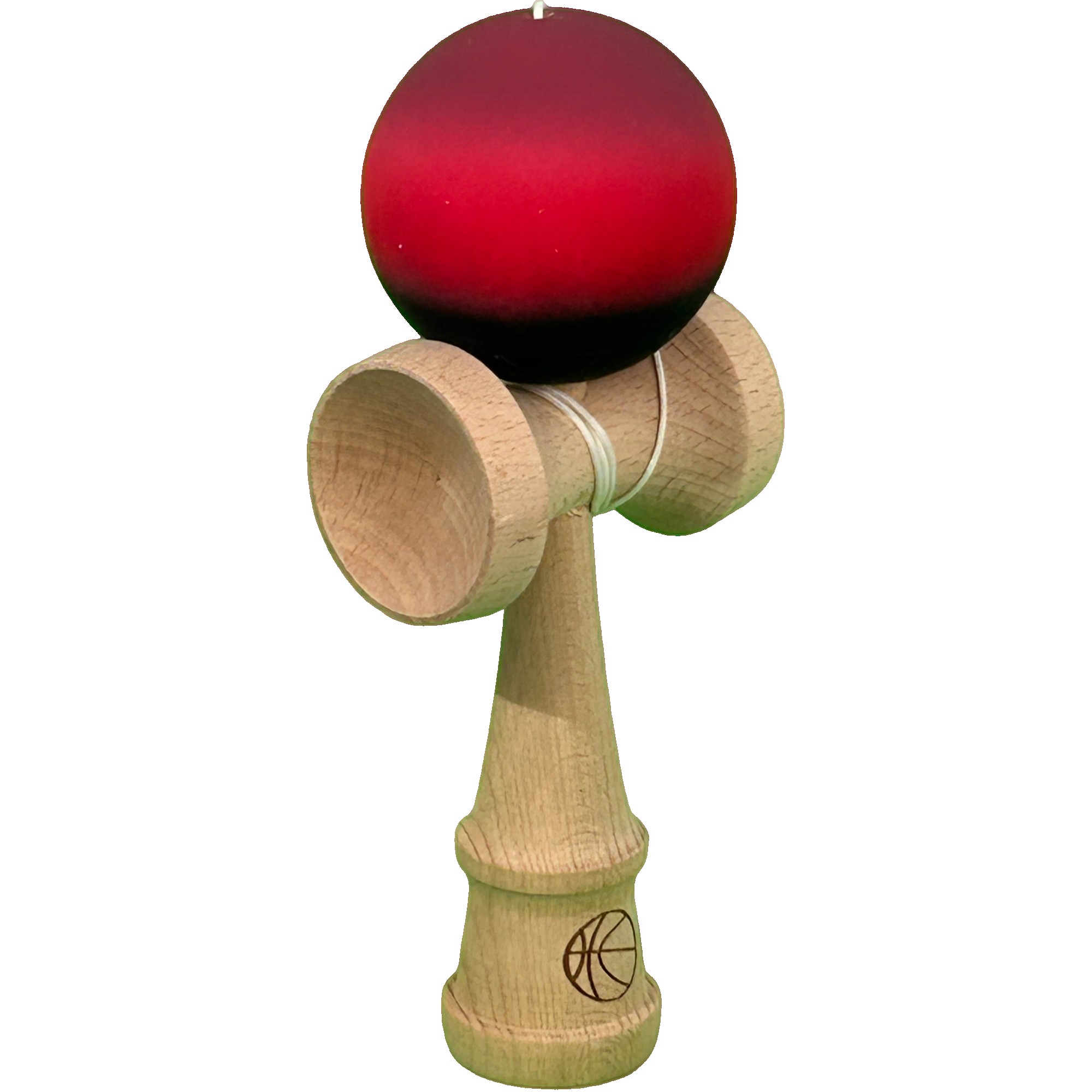 Jucarie Interactiva Kendama X Profesionala, , din Lemn cu Bila Cauciucata, 18 cm, Joc de Indemanare pentru Copii si Adulti, Gradient Mov/Rosu/Negru - imagine 2