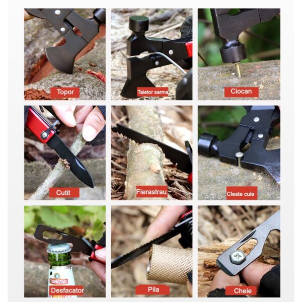 Kit supravietuire multifuncional , 42 de Instrumente Profesionale, Echipament de prim-ajutor, Drumetie, Camping, Negru - imagine 2