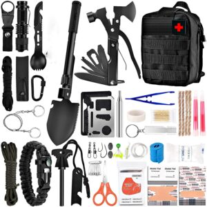 Kit supravietuire multifuncional , 42 de Instrumente Profesionale, Echipament de prim-ajutor, Drumetie, Camping, Negru