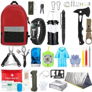 Kit supravietuire multifunctional , Instrumente profesionale, Agatatoare ghiozdan, pentru Camping, Drumetii, Aventuri in aer liber, borseta inclusa, gri