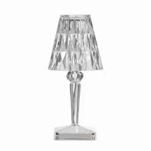 Lampa de birou pe LED RGB 16, , dimmer tactil, 3 nivele de intensitate, incarcare USB, 3W, Cristal Acrilic, 26x12 cm, cu telecomanda, transparent