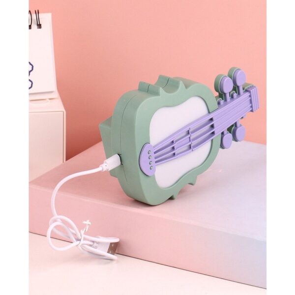 Lampa de Veghe, , cu Protectie pentru Ochi, Model Violina, Lumina Calda, Incarcare USB, ABS, 14.3x5x9.9 cm, Verde/ Mov - imagine 4