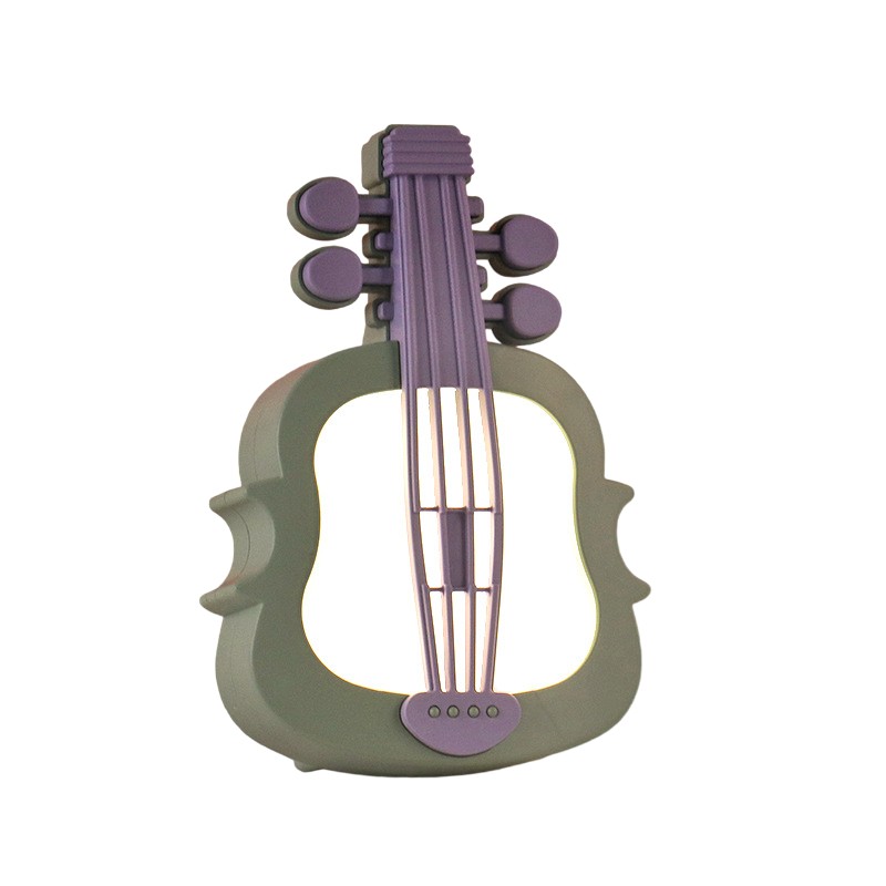 Lampa de Veghe, , cu Protectie pentru Ochi, Model Violina, Lumina Calda, Incarcare USB, ABS, 14.3x5x9.9 cm, Verde/ Mov
