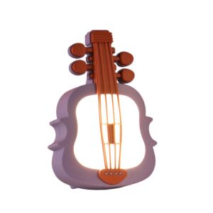 Lampa de Veghe, , cu Protectie pentru Ochi, Model Violina, Lumina Calda, Incarcare USB, ABS, 14.3x5x9.9 cm, Mov/ Portocaliu