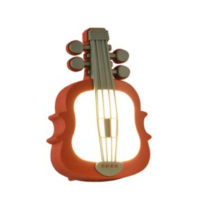 Lampa de Veghe, , cu Protectie pentru Ochi, Model Violina, Lumina Calda, Incarcare USB, ABS, 14.3x5x9.9 cm, Verde/ Rosu