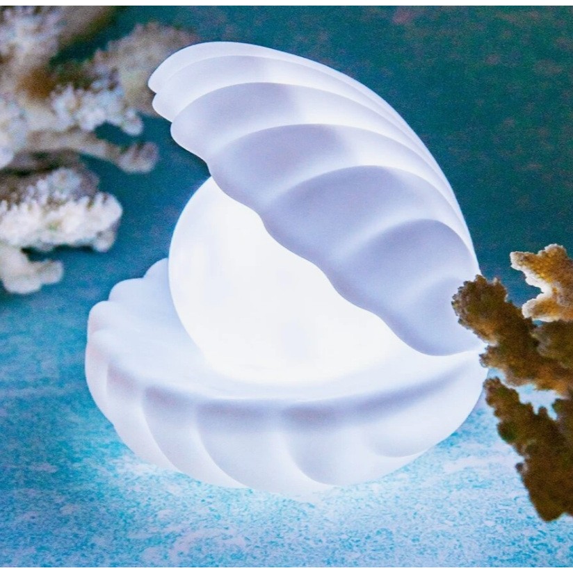 Lampa de Veghe, , Model Scoica cu Perla, Lumina Calda, 6x5 cm, Led, Baterii Incluse 3 x LR44, Alb - imagine 2