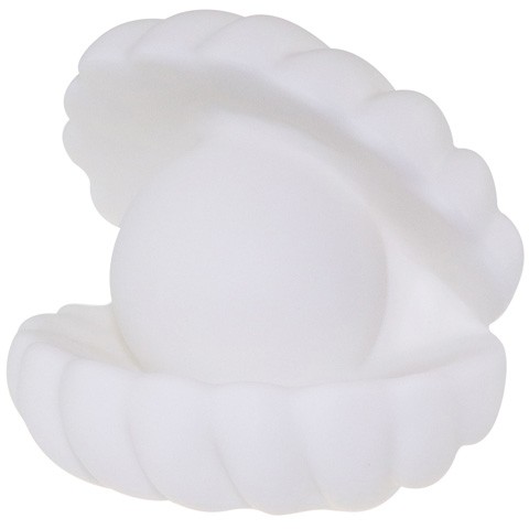 Lampa de Veghe, , Model Scoica cu Perla, Lumina Calda, 6x5 cm, Led, Baterii Incluse 3 x LR44, Alb