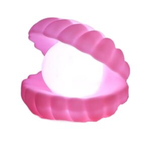 Lampa de Veghe, , Model Scoica cu Perla, Lumina Calda, 10 x 8.5 cm, Led, Baterii Incluse 3 x LR44, Roz